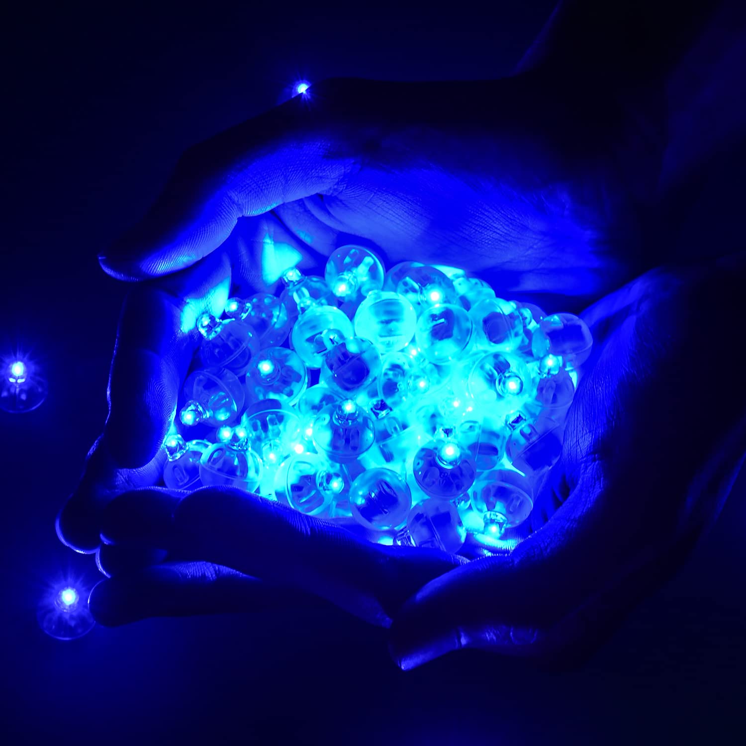Xthuge Mini Round LED Balloon Lights, 100 Pcs, Plastic, Blue, Model XT123 - Party and Wedding Decoration