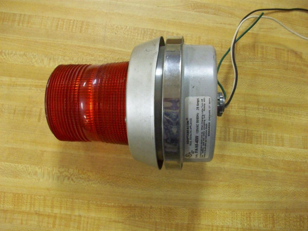 Edwards Signaling 51A-N5-40W Flashing Incandescent Beacon, Integrated Horn, 95/85 Db, 120V Ac, Amber, 24W, 189 Lumens