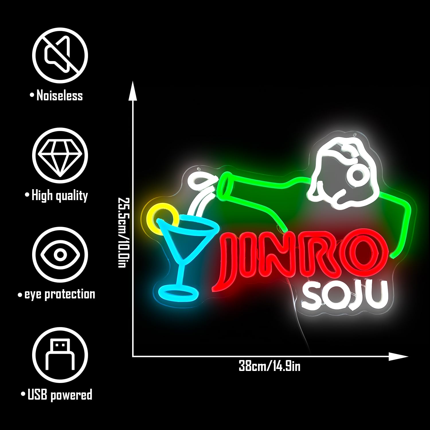 Geeinar Neon Sign for Wall Decor, Dimmable Acrylic LED Light, Colorful Jinro Frog Design, Great for Home Bar, Club, Bistro, or Party