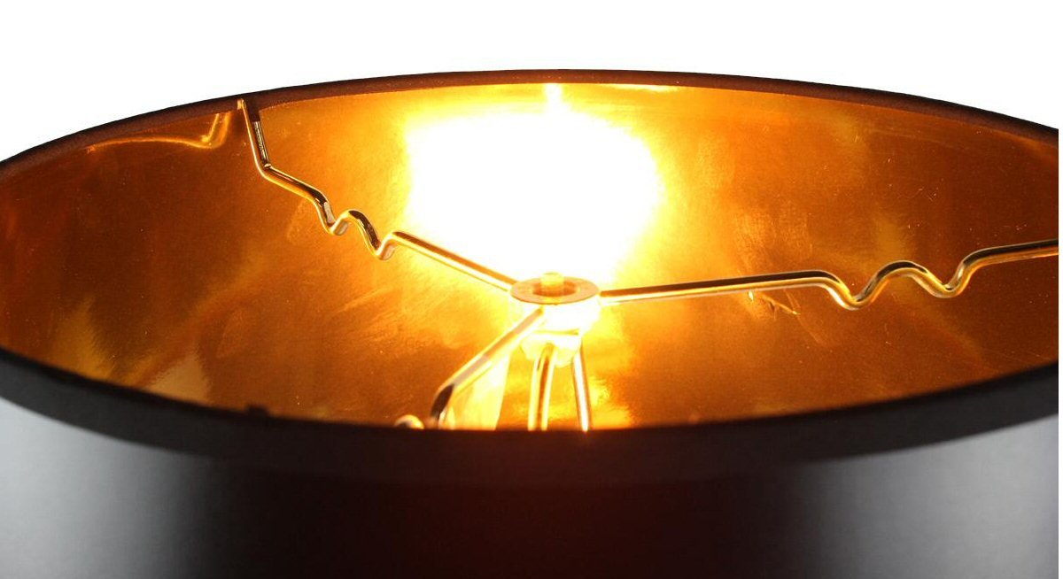 HomeConcept Hardback Drum Lampshade Black Parchment Brass Spider Fitter 10x12x08 Medium