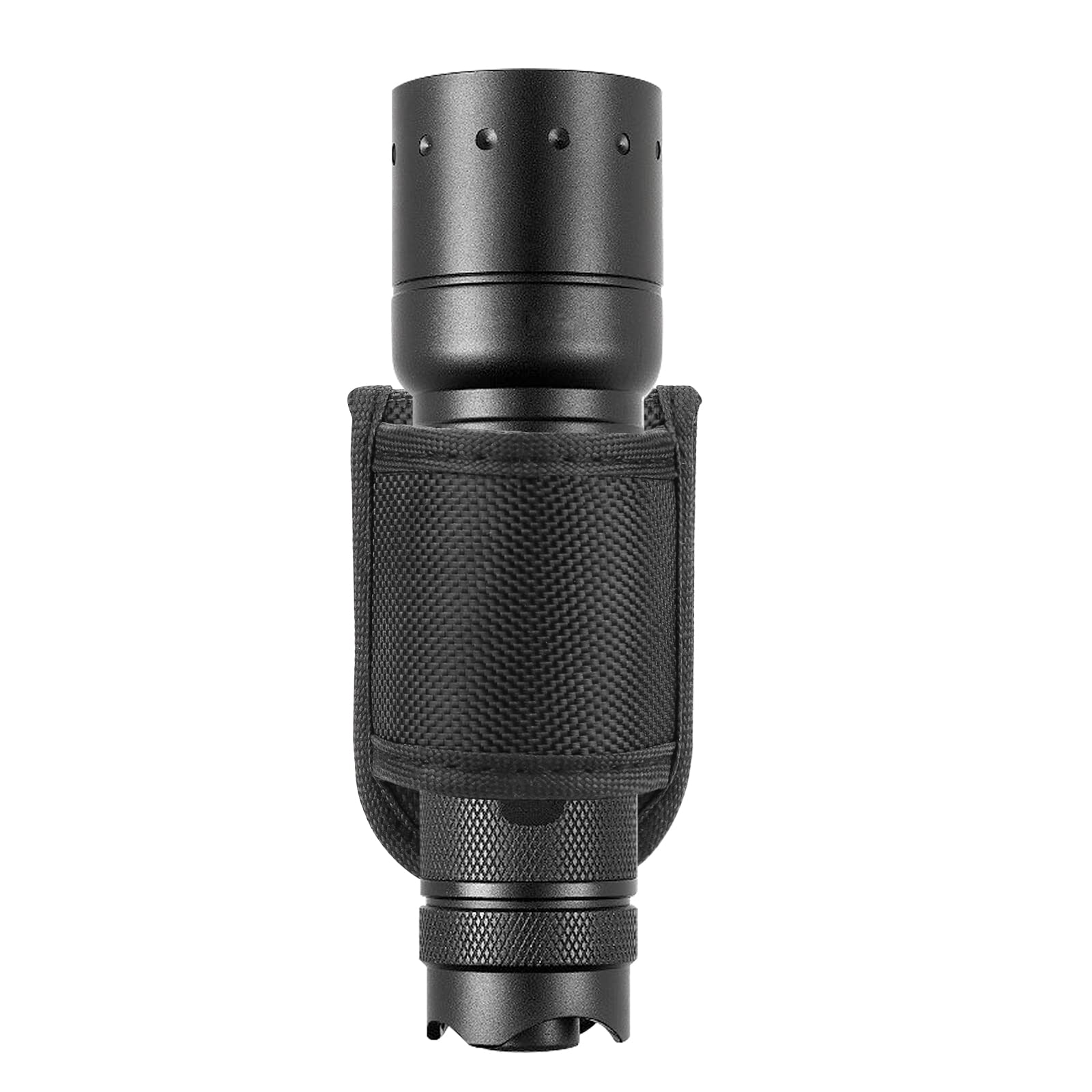 Ullnosoo Black Nylon Flashlight Holster For Duty Belt, Open Top D Cell Light Holder Pouch