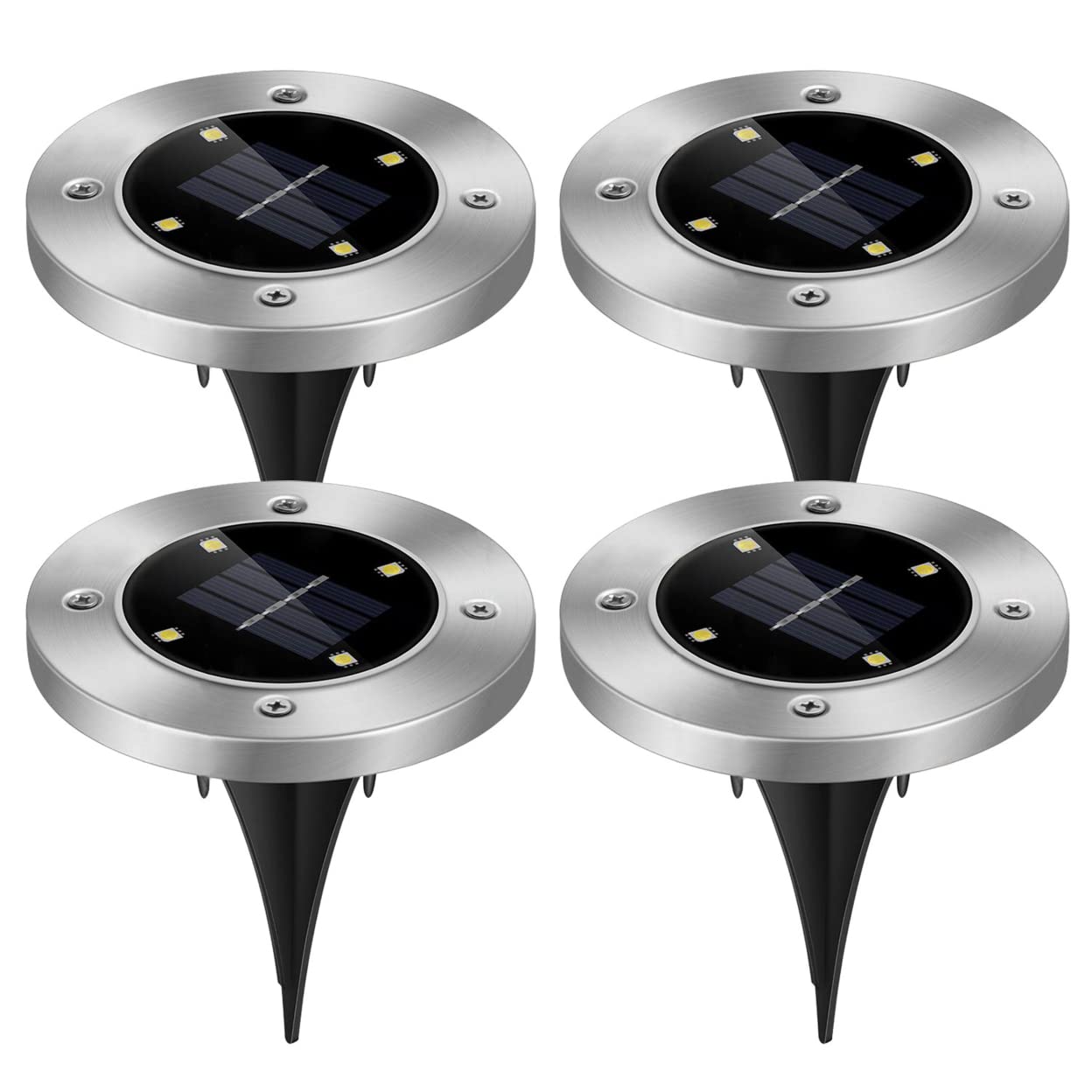 Kocaso 4Pcs Solar Ground Light - Waterproof In-Ground Led Path Deck Lawn Patio Lighting