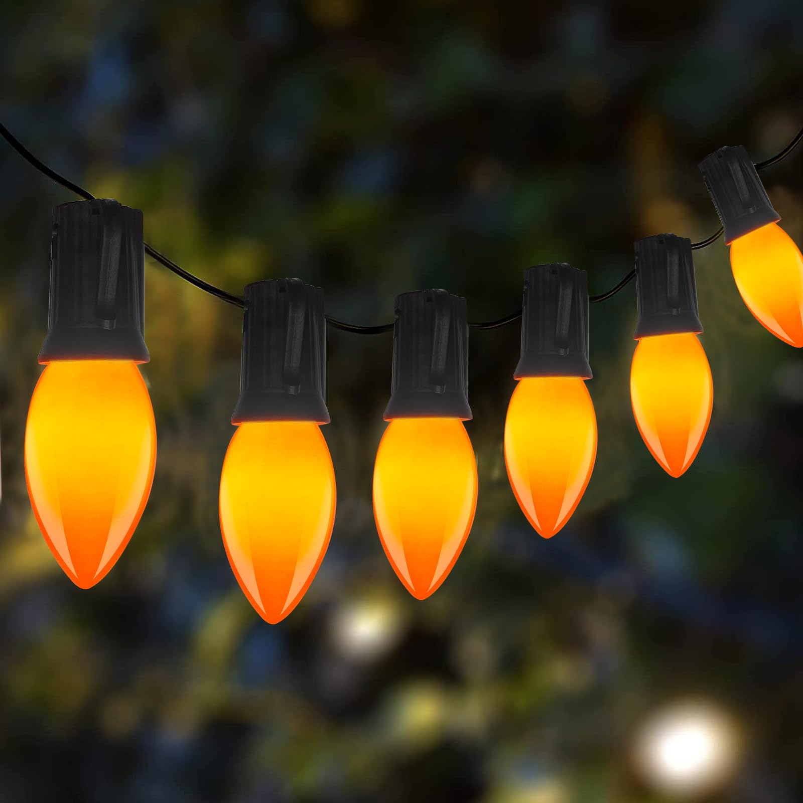 Pallerina 25 Pack C9 LED Outdoor Light Bulbs, 0.6W Shatterproof Plastic, Warm Orange for Christmas, Chandeliers, Night Lights