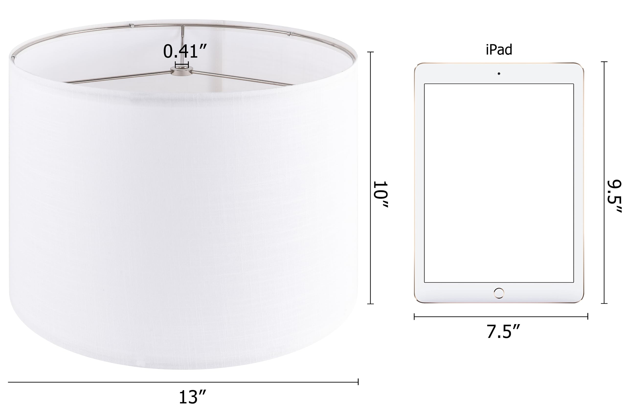 PIKOPIKO Set of 2 Linen Drum Lamp Shades 13in x 10in Pure White P2-13 for Table & Bedside Lamps