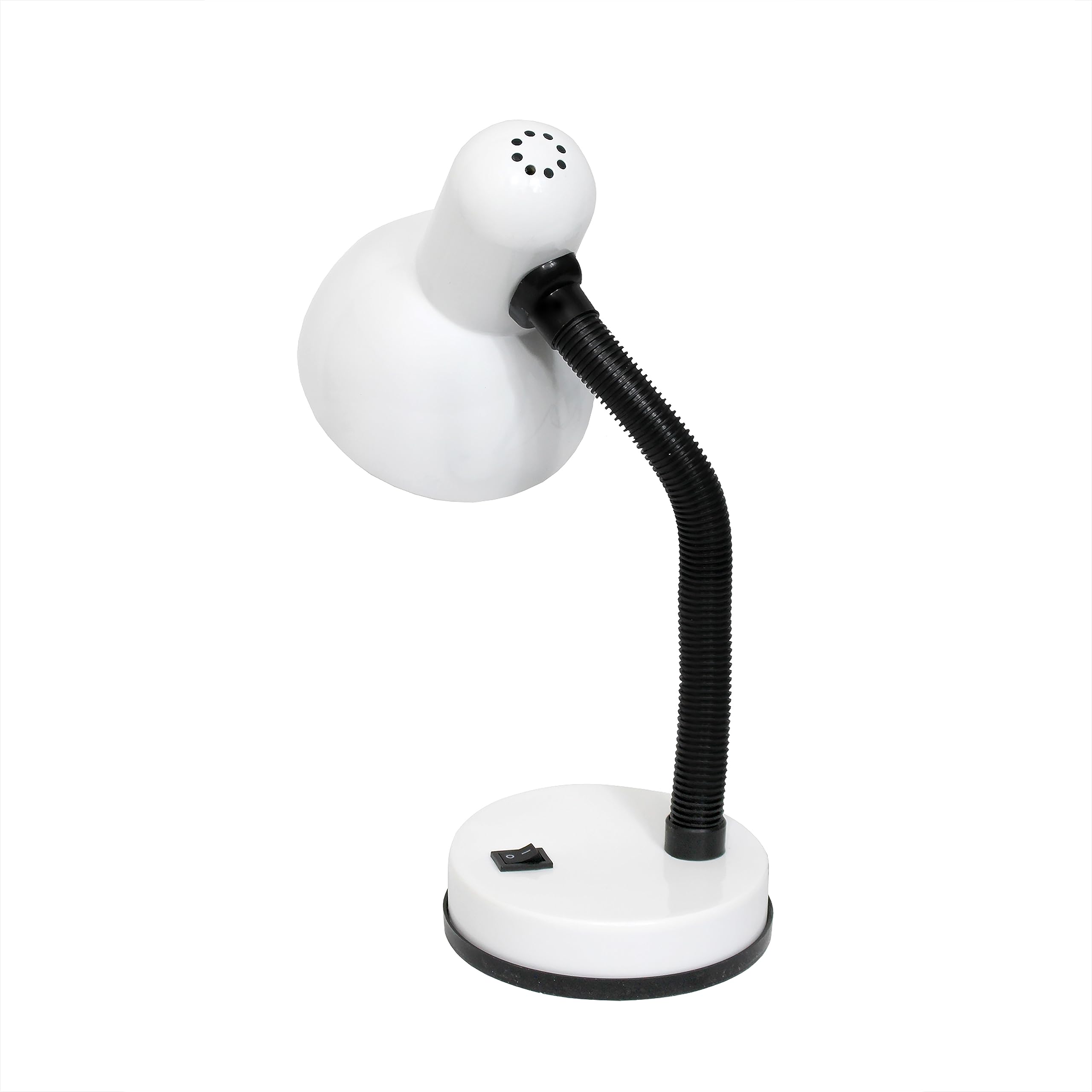 Simple Designs LD1003-WHT-LB Metal Desk Lamp, 14.25" Flexible Neck, White, Includes Feit LED Bulb, Ideal for Office, Living Room, Dorm