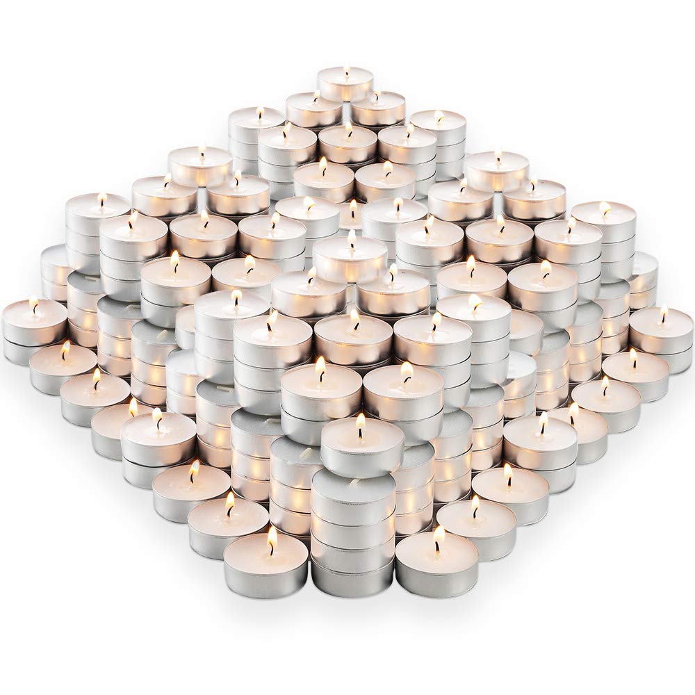 Montopack Unscented Tea Lights Candles In Bulk | 300 White, Smokeless, Dripless & Long Lasting Paraffin Tea Candles | Small Votive Mini Tealight Candles For Home, Pool, Shabbat, Weddings & Emergencies