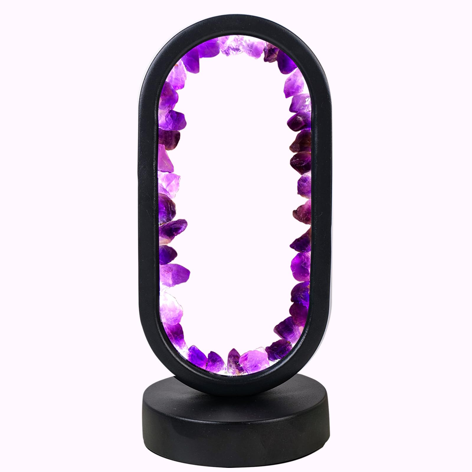 Runyangshi Crystal Lamp Amethyst Raw Stone Ellipse Night Lamp Natural Healing Crystal Night Light Table Lamp Base Usb Port 3 Col