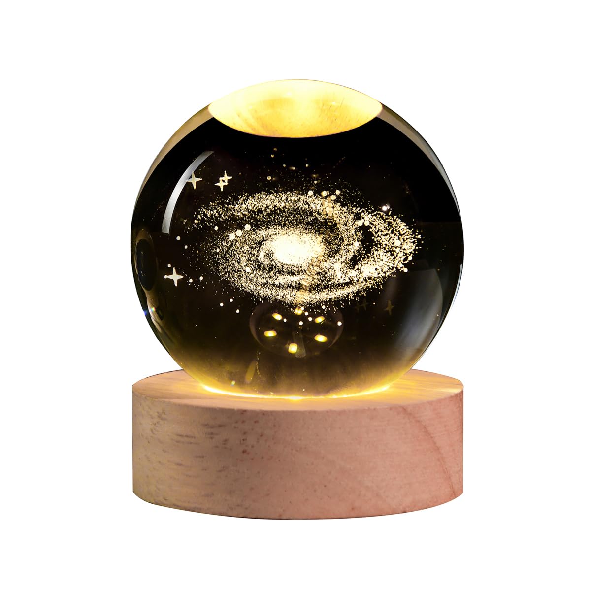 QIANCHANG 3D Galaxy Crystal Ball Night Light, Milky Way Glass Sphere Lamp, 2.4 in, Crystal Material, Decorative Paperweight