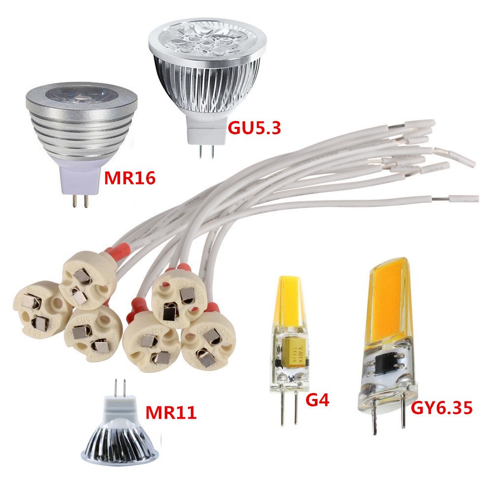 Omto Mr16 Gu5.3 Gy6.35 Lamp Socket, Common To Miniature Bi-Pin Base G4 G6.35 Gx5.3 Gz4 Mr11, Led Halogen Incandescent Led Socket