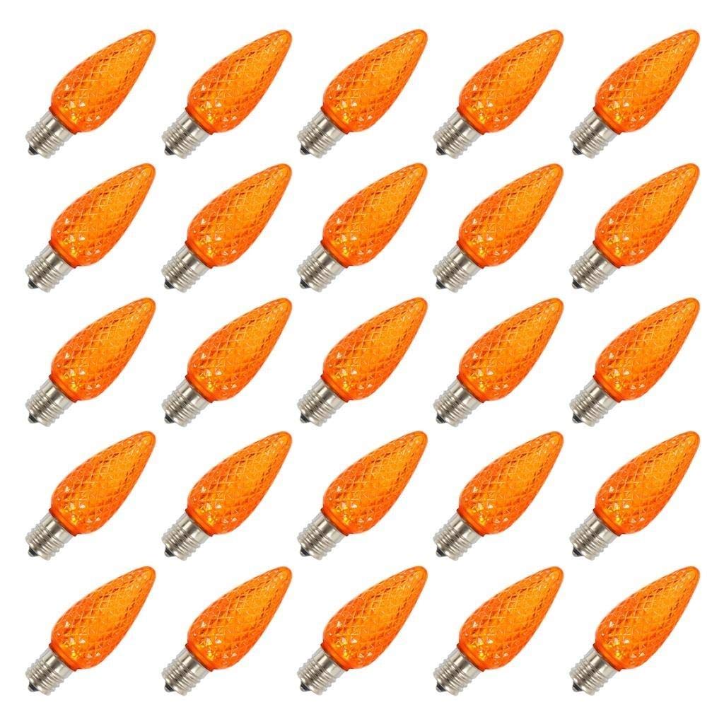 Vickerman C9 LED Replacement Bulbs, Orange, C9/E17, 25 Pack, Model XLEDC98-25