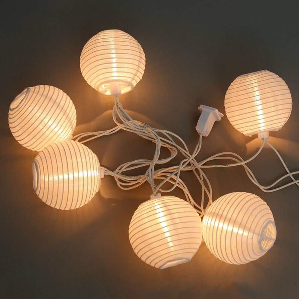 SUNSGNE Lantern String Lights, 10 Mini LED White Lanterns, Indoor/Outdoor Decorative Lights for Patio, Party, Wedding, Bedroom