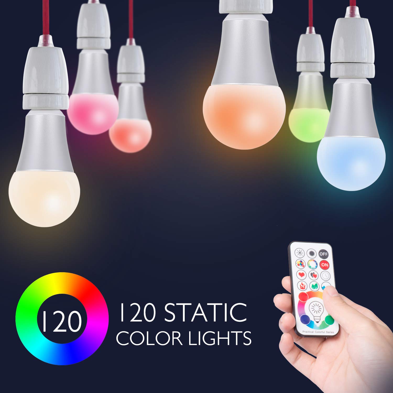 SUNNEST LED Color Changing Light Bulb, 10W Dimmable RGBW, 900LM, Remote Control, E26 Base, Mood Lighting for Home Decor, Stage, Party