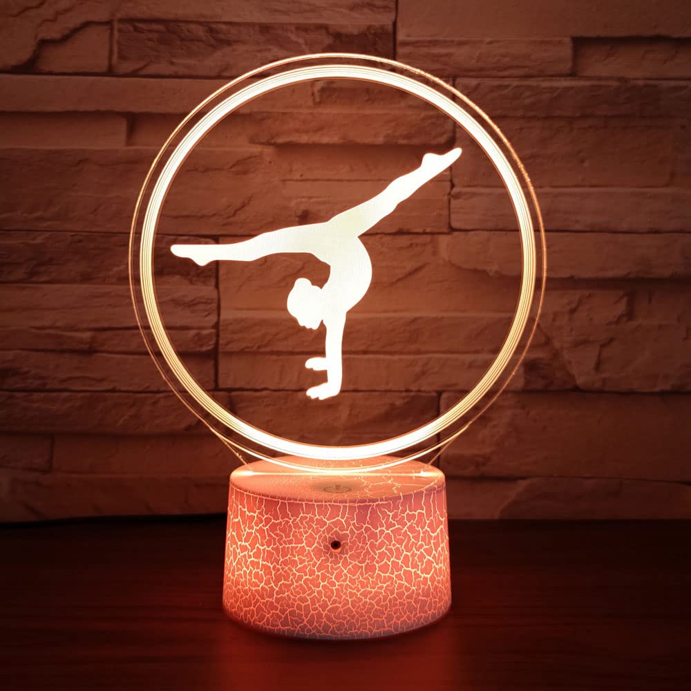 Glorivo Gymnastics Yoga Led Night Light,16 Colors Remote Control & Smart Touch Dimmable 3D Illusion Bedside Lamp,Bedroom Decorat