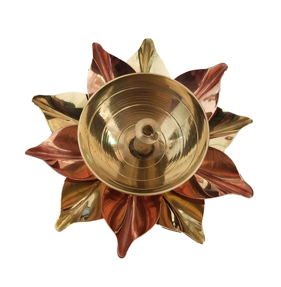 Athizay Brass Diyas Pack Of 2 For Pooja Virgin Brass Indian Diya Set Oil Lamp Sets For Gifting Home Decor Lotus Vilakku (Kamaldeep Set)
