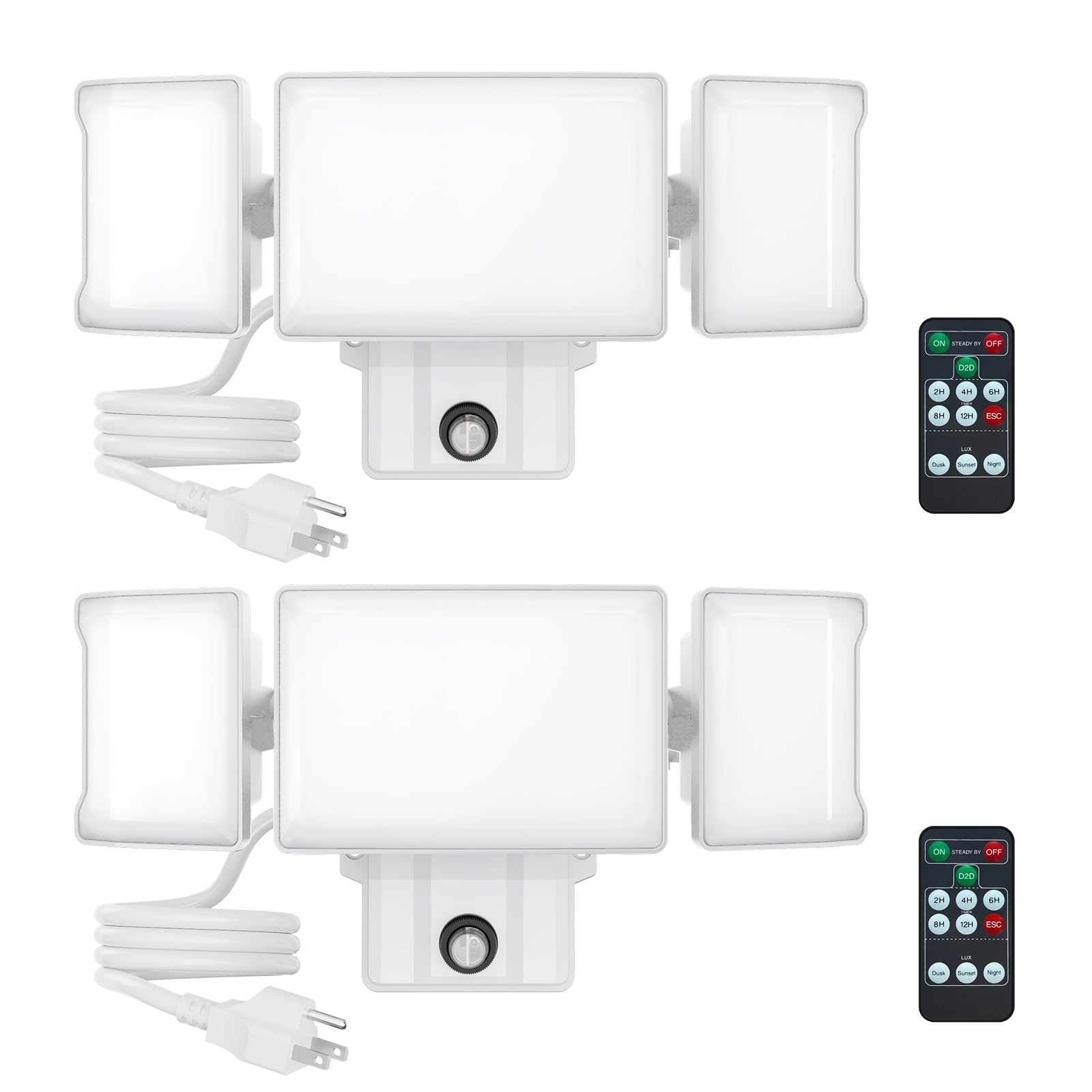 Olafus 60W Plug in Flood Lights Dusk to Dawn Outdoor Lighting, IP65 Waterproof LED Security Light with Remote Control, 6000LM, 6