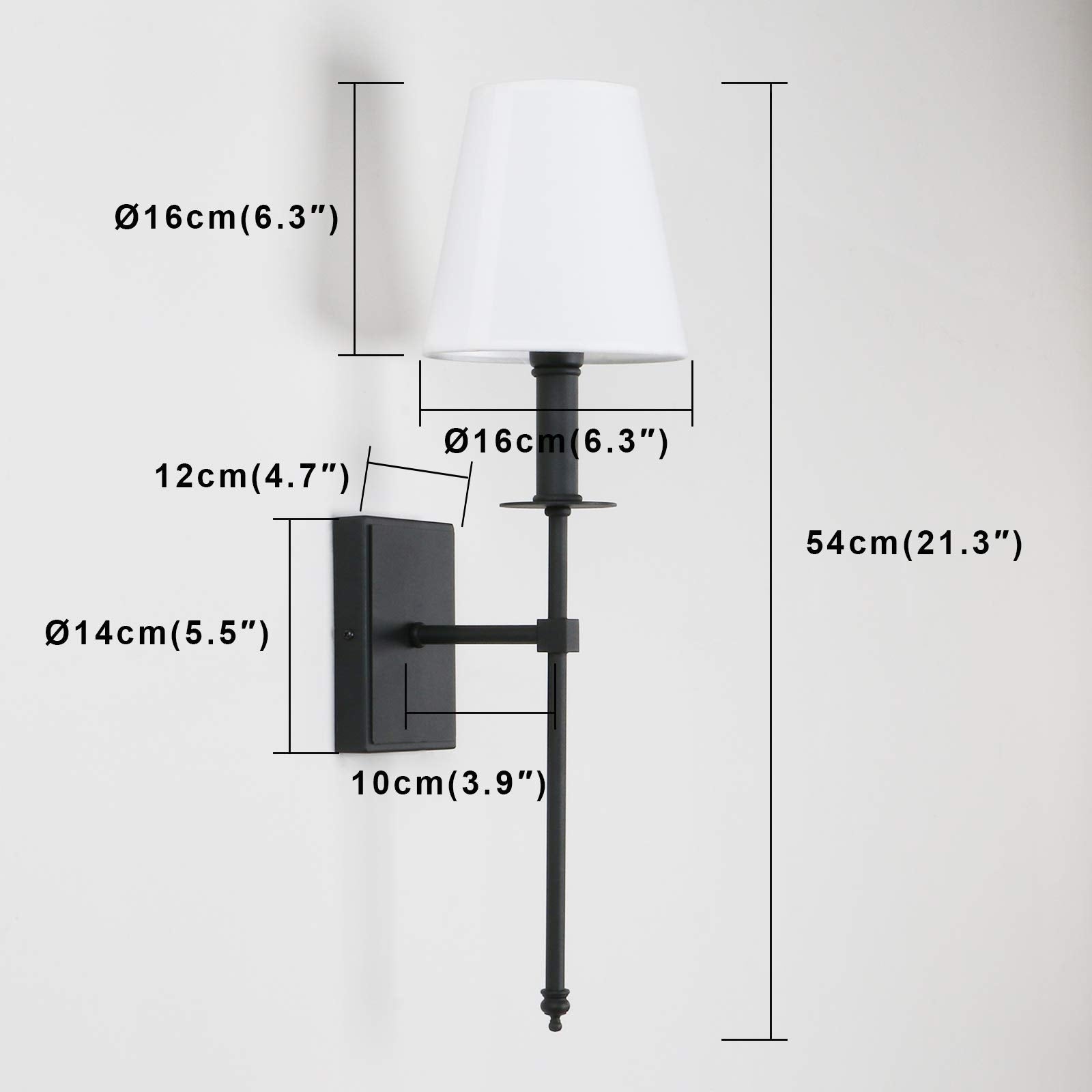 Permo Set Of 2 Classic Rustic Industrial Wall Sconce Lighting Fixture With Flared White Textile Lamp Shade And Black Tapered Col