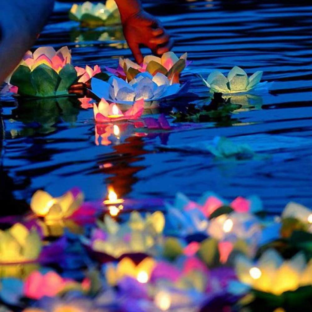 Superdream Colorful Solar Power Energy Floating Lotus Flower Led Accent Light For Pool Pond Garden Night Light