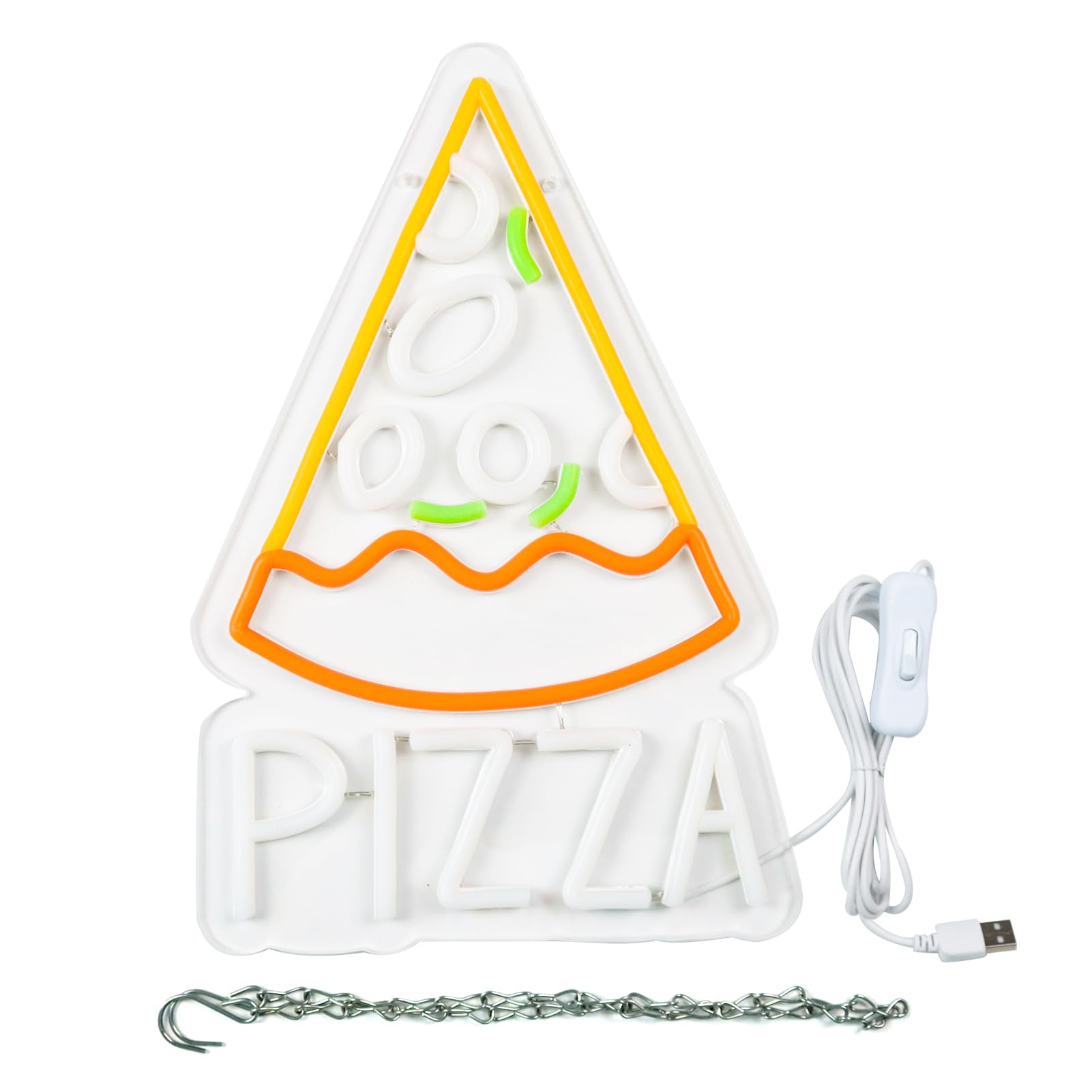 Balanar B-Pizza Neon Sign - Acrylic LED Light for Pizzeria, 13.8 x 9.1 inches, USB Powered, B-Pizza Color