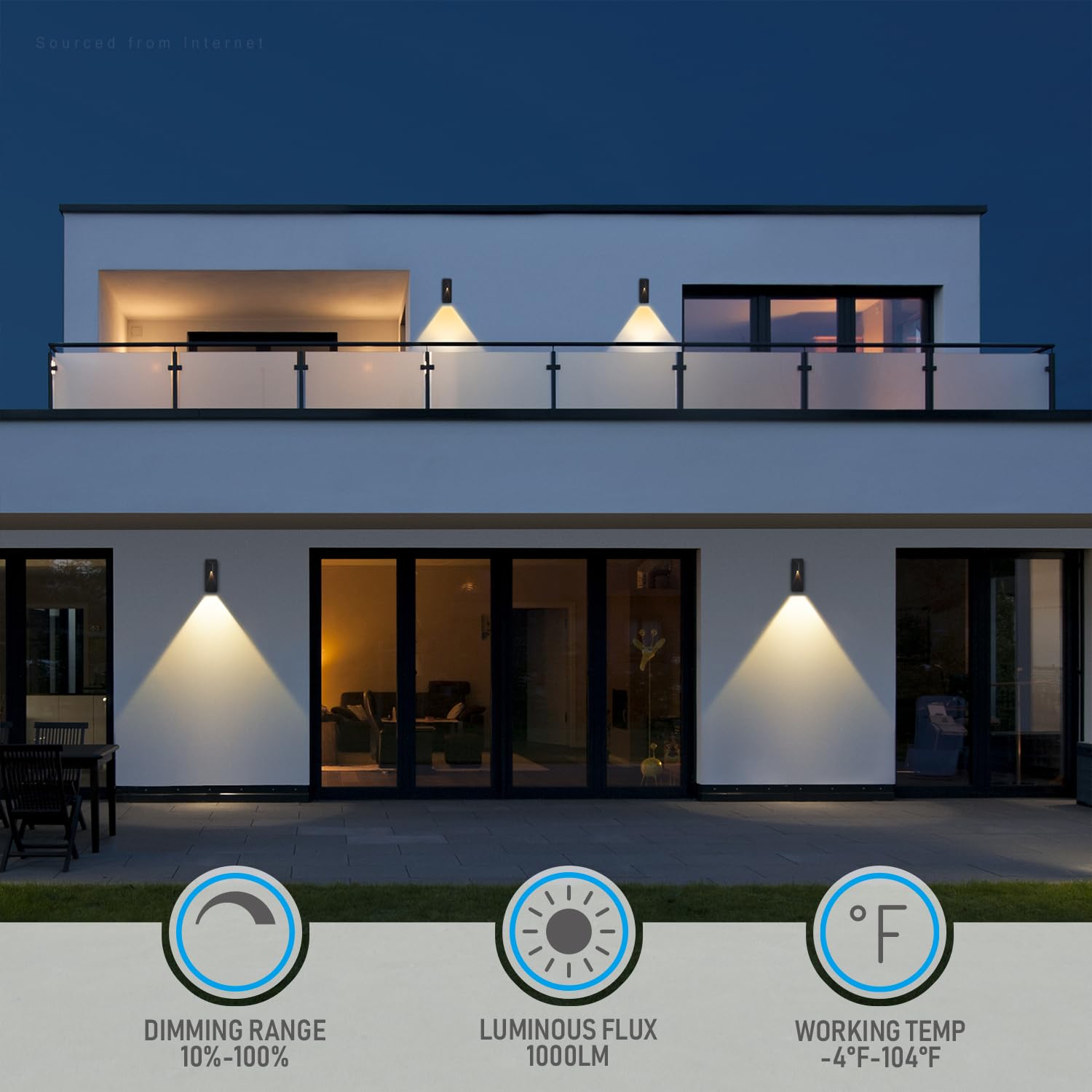 LEONLITE 5CCT Dimmable LED Outdoor Wall Light, 14 Inch, 1000LM, IP65, Dark Sky, Aluminum Sconce, Pack of 2