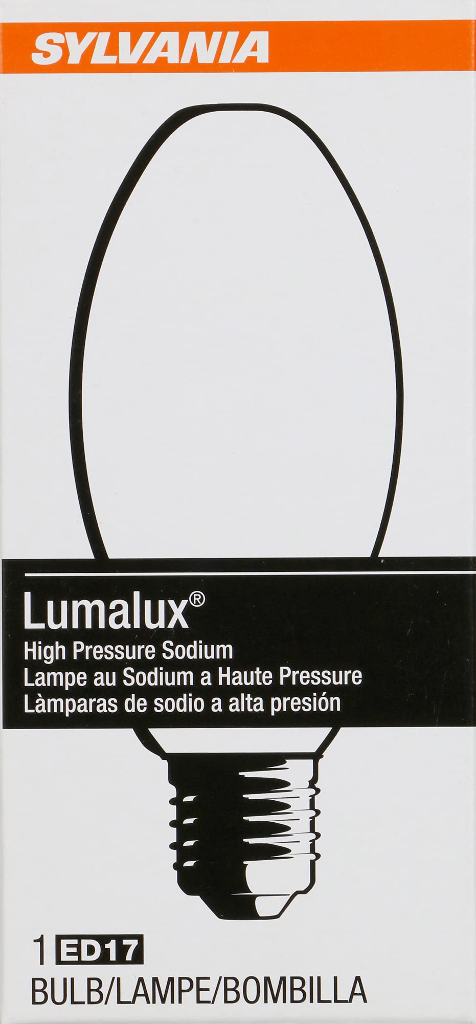 LEDVANCE SYLVANIA Lumalux High Pressure Sodium Light Bulb, 70W, Clear, 4000 Lumens, ED17, Model 67504