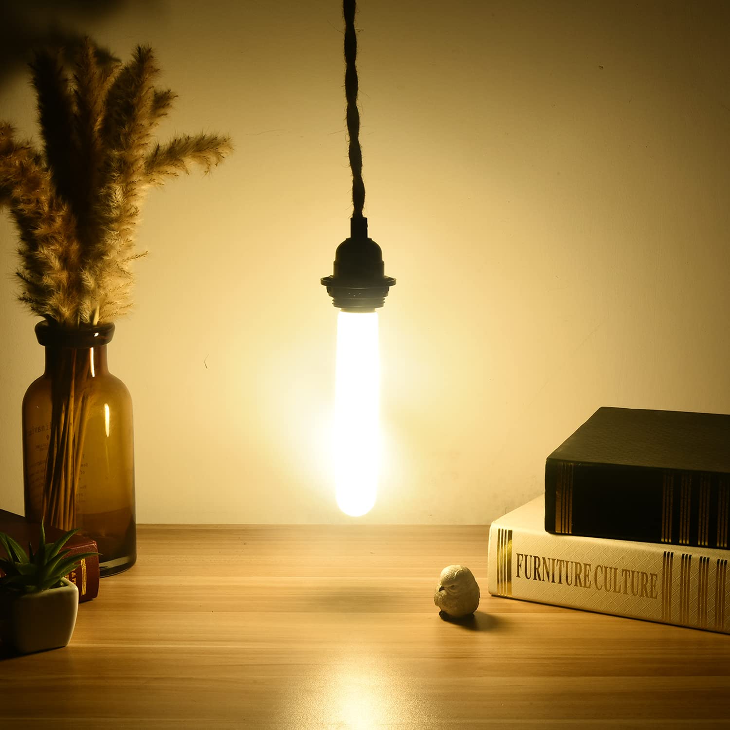 Leools T10 LED Light Bulb 6W Dimmable 2700K Warm White 7.3inch Glass-Frosted 4 Pack