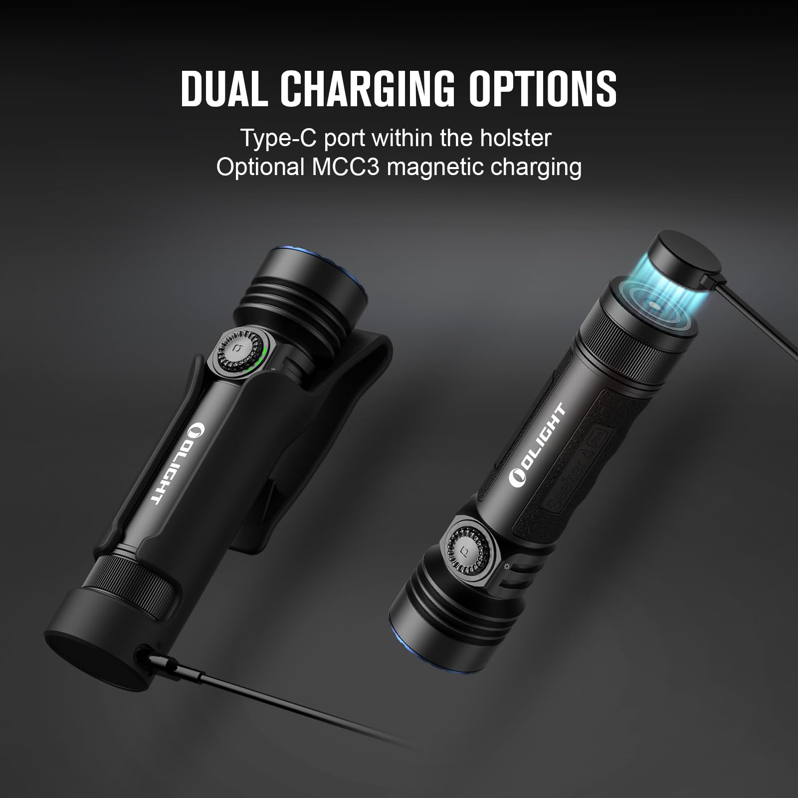 OLIGHT Seeker 4 Pro Flashlight, 4600 Lumens, USB C, Waterproof IPX8, Aluminum, Matte Black