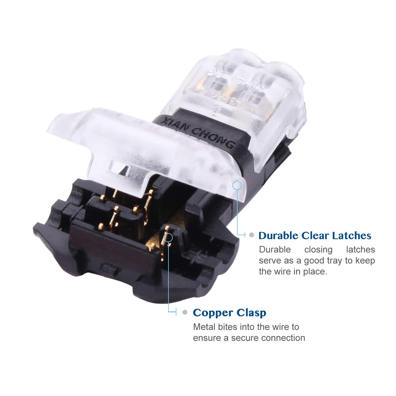 Mavelovs Low Voltage Wire Connector, 12 Pack T Tap, Fits 24-20 AWG, Solderless, 3 Way 2 Pins