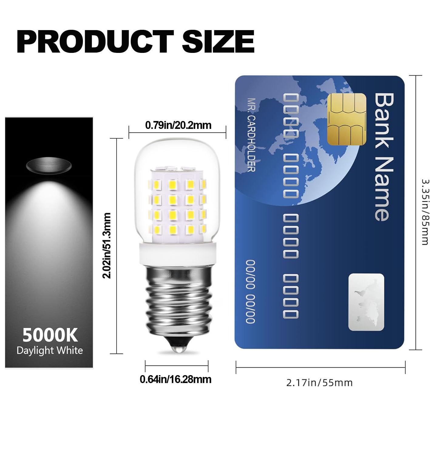 XRZT E17 3W LED Bulbs - 5000K Daylight White, 380Lm, Glass, 4 Pack