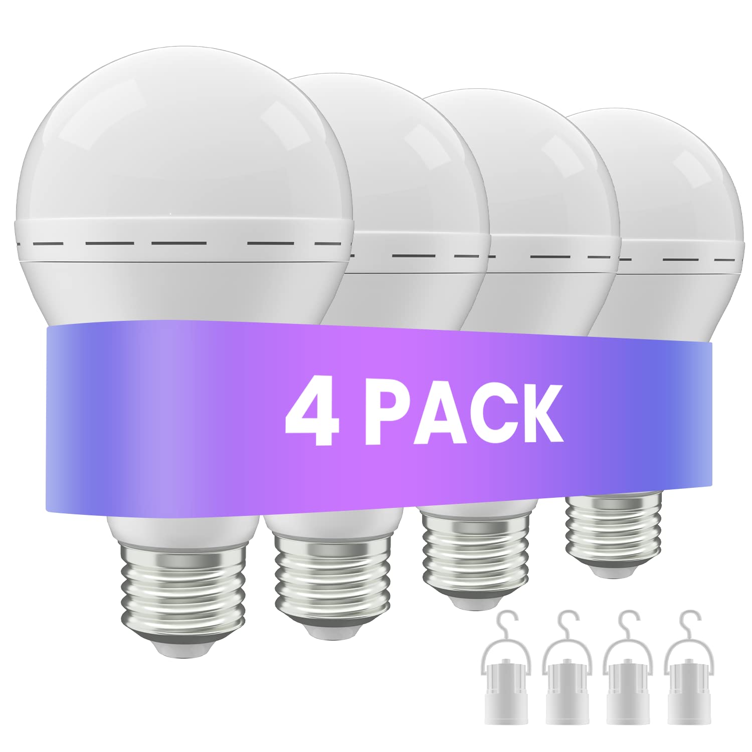 Lhzheng Emergency Rechargeable Led Light Bulb, 12W, 4 Pack, Ideal For Home & Camping