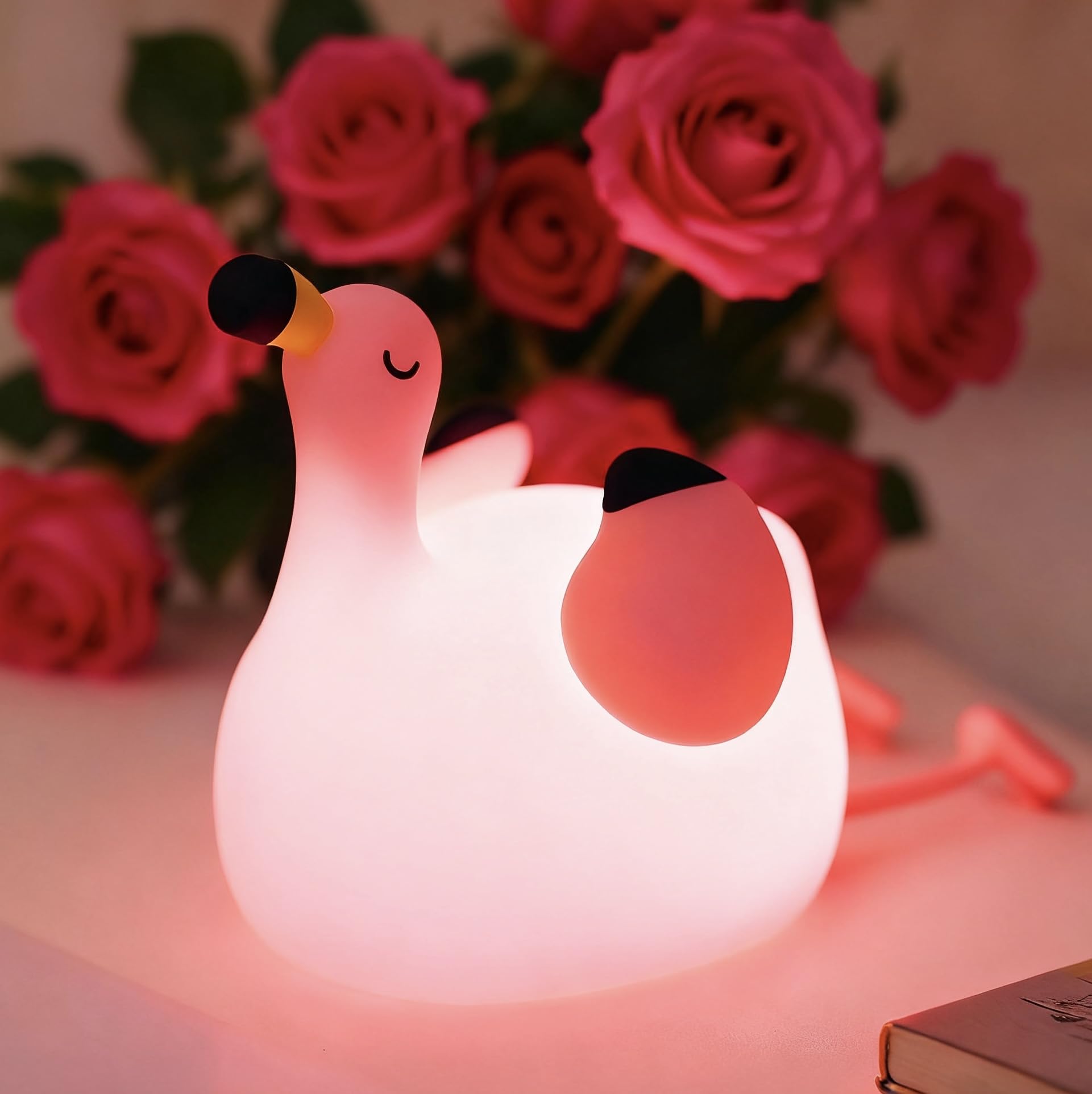 Yr Yrhh-Pet Flamingo Cute Night Light  Flamingo Decor Kids Squishy Lamp  Girls Pink Xams Gifts Trendy Stuff Toys  Rechargeable Dimmable Silicone Led Nightlight  Baby Nursery Dorm Kawaii Bedside Lamps