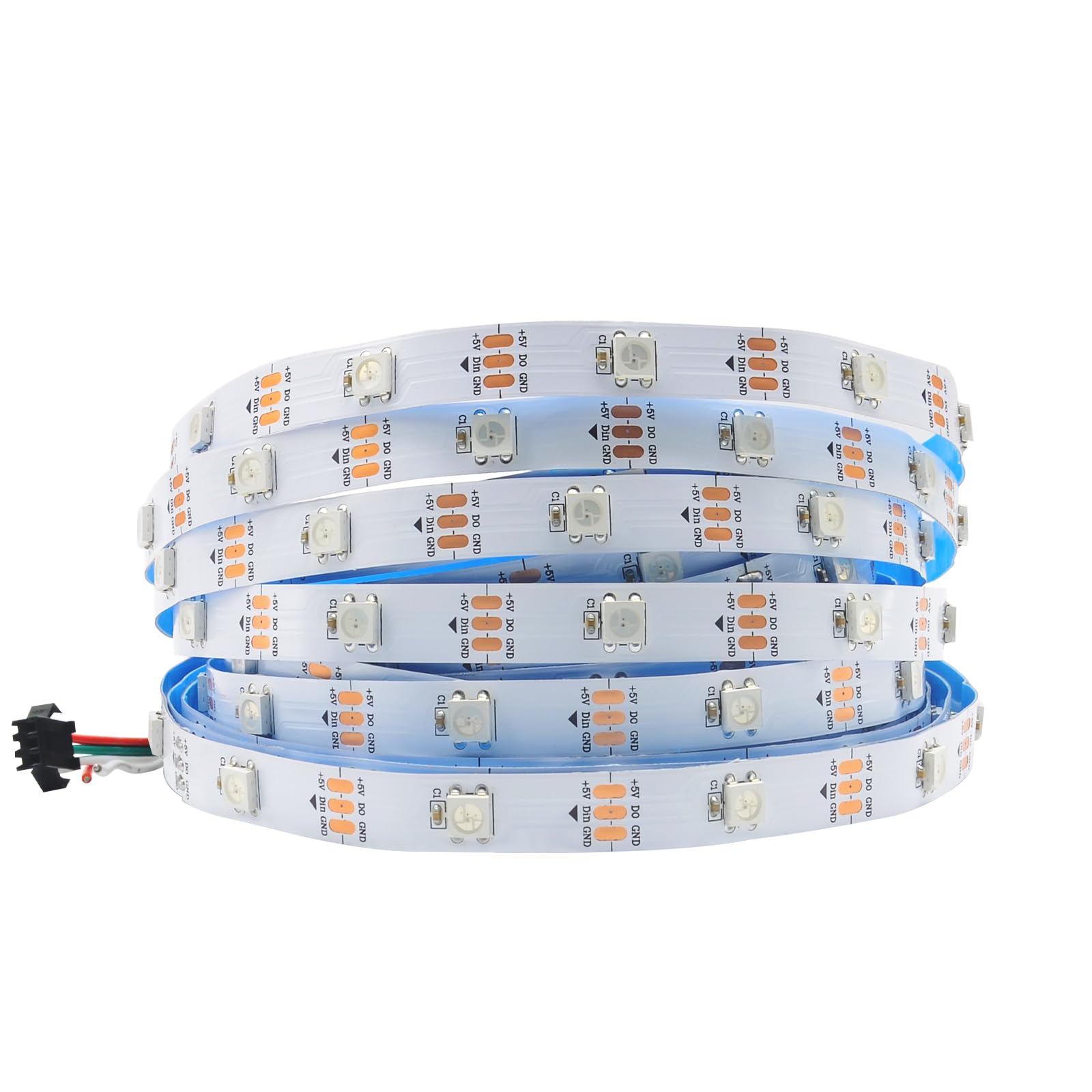 16.4FT WS2812B 5V LED Strip Lights 150 Individual Addressable RGB IC 5050SMD LEDs - Flexible White PCB IP30 - 30LEDs/m MagicRGB 
