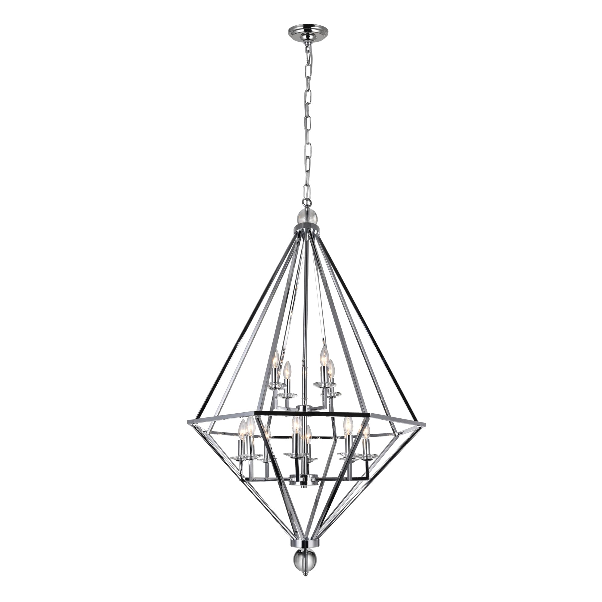 CWI Lighting Calista 12 Light Transitional Metal Chandelier in Chrome