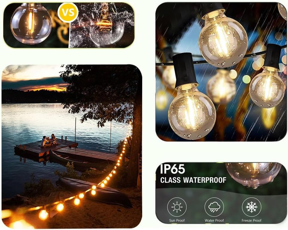 Lampat String Lights  Led 25Ft G40 Globe String Lights With Bulbs-Ul Listd For Indoor/Outdoor Commercial Decor (75 Ft)