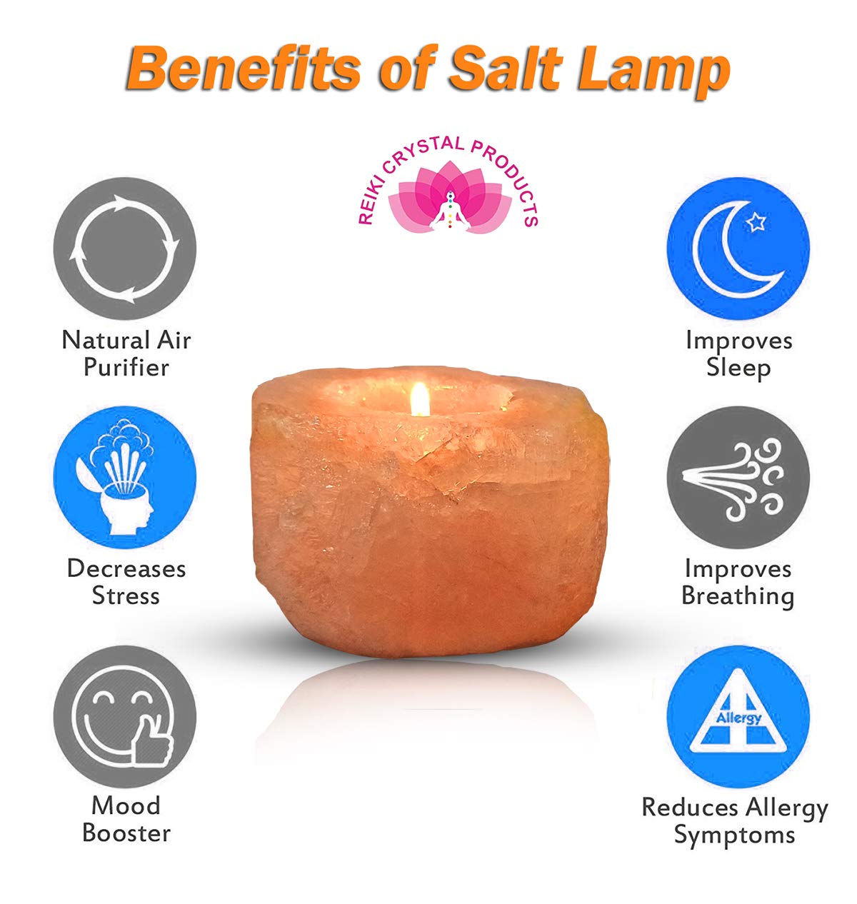 Reiki Crystal Products Natural Himalayan Rock Salt Lamp Tea Light Candle Holder for Gifting Option