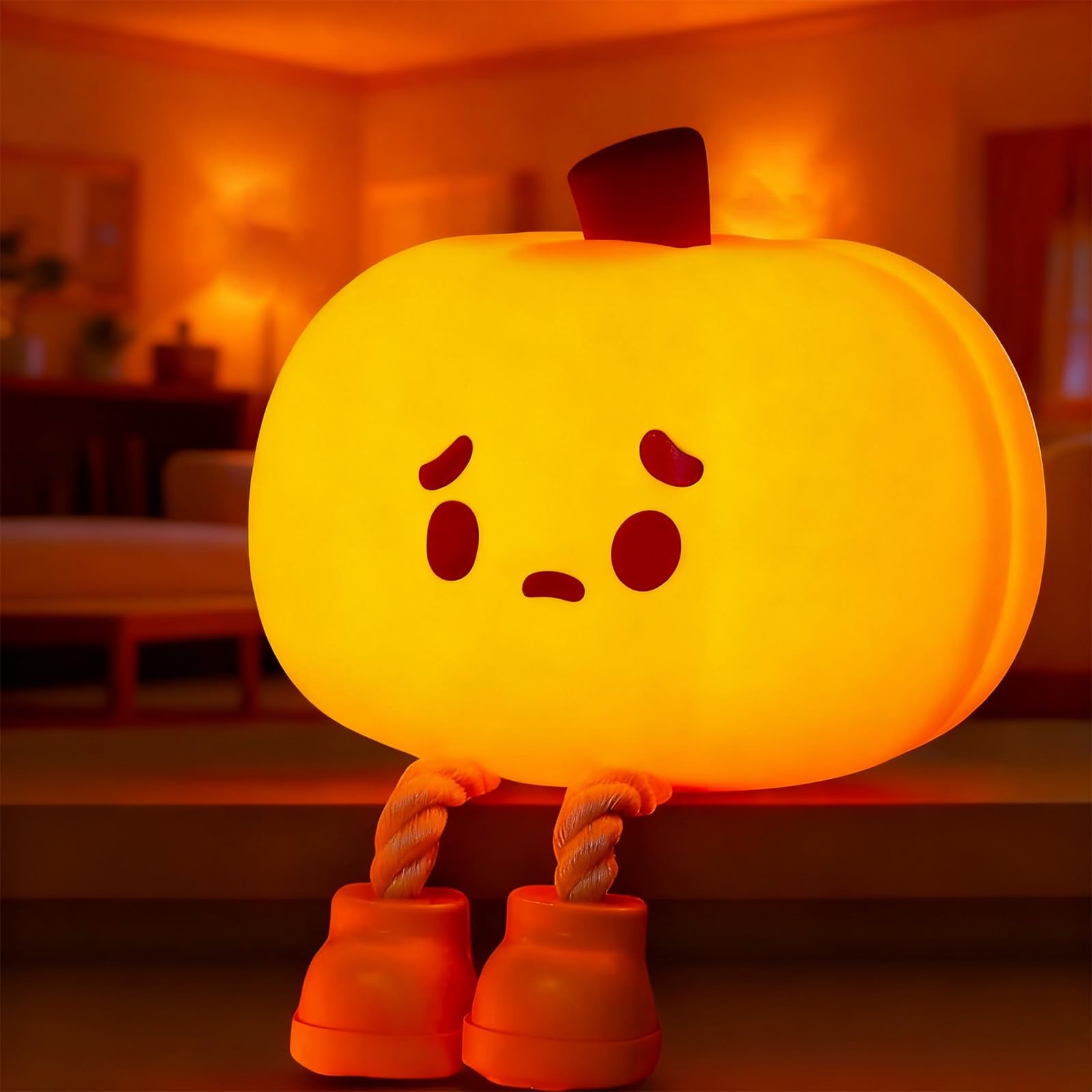 Hwylizg Pumpkin Night Light, Pumpkin Lamp, Cute LED Lamp, Silicone Dimmable Nursery Nightlight, Silicone Rechargeable Bedside To