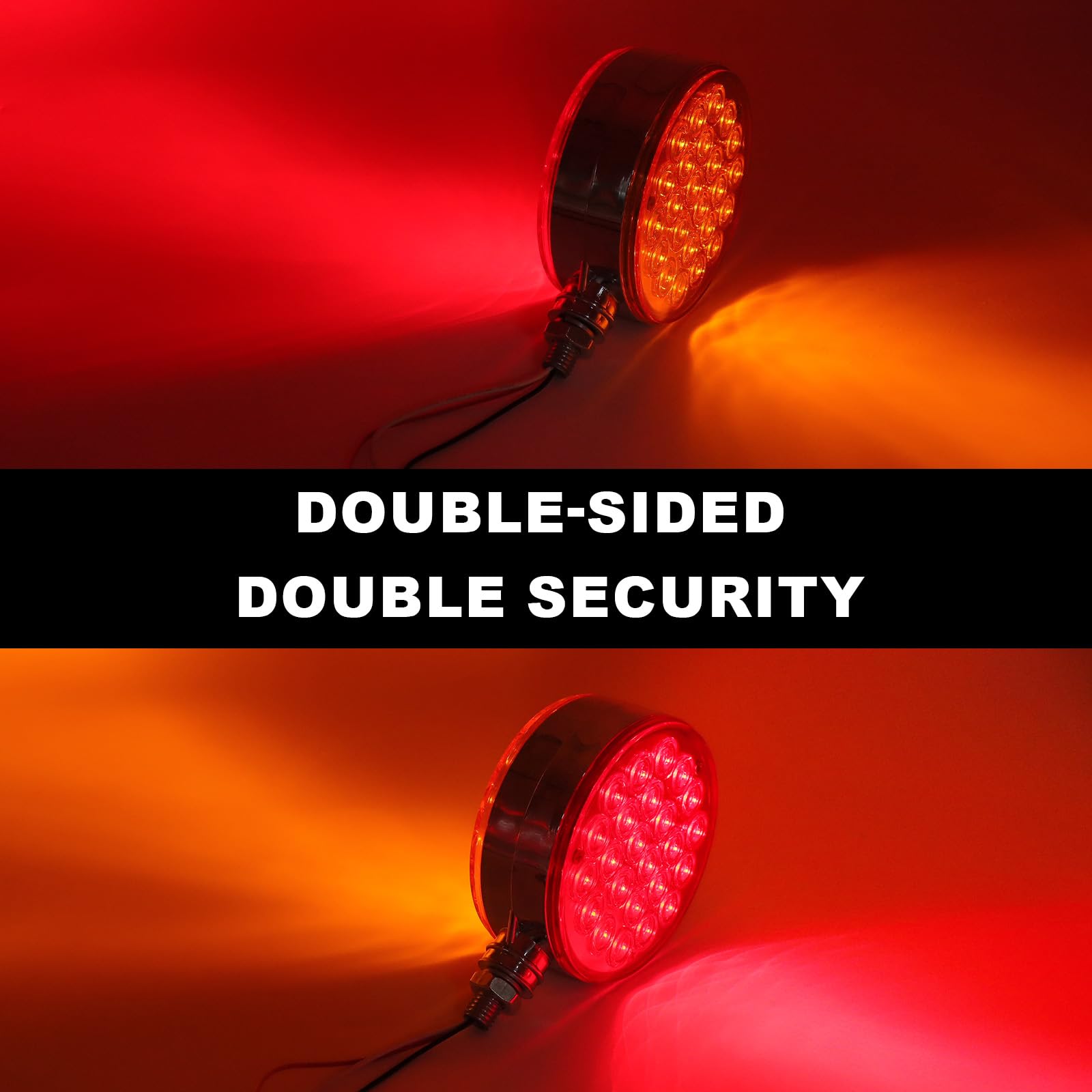 NeaLia 4in Round Pedestal Fender Lights, 48 LED Double Face Turn Signal, Amber Red, 2PCS for Semi Truck Trailer Towing