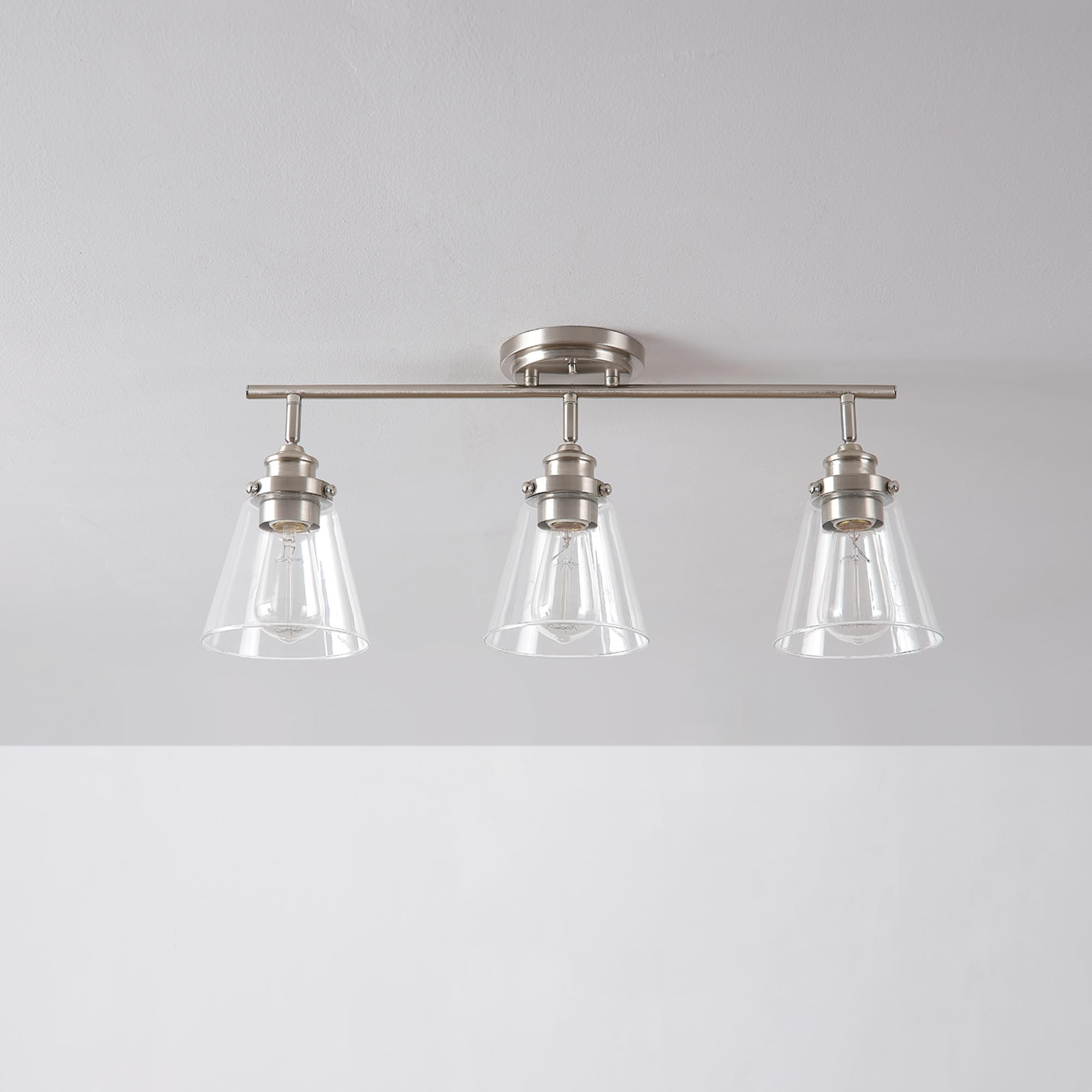 Globe Electric 59628 Jackson 3-Light Track Lighting, Brushed Nickel, Metal, Clear Glass Shades