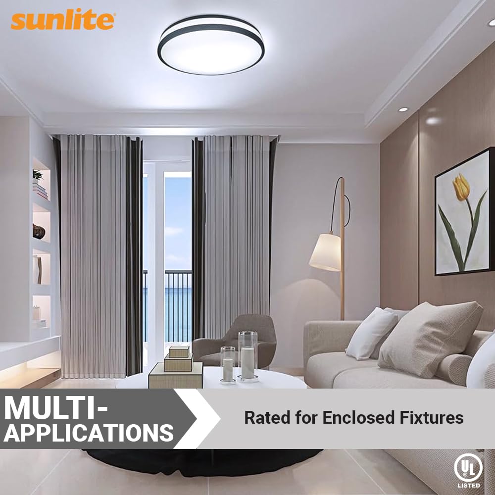 Sunlite A19 Dimmable LED Light Bulb, 14W (100W Equivalent), 1500 Lumens, 4 Pack, 2700K Soft White, GU24 Base,