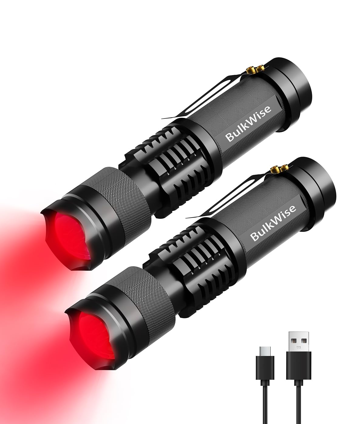 BulkWise Rechargeable Red Light Flashlight LED Single Mode Light 1 Mode LED Torch Scalable Red Flashlights for Astronomy Aviatio