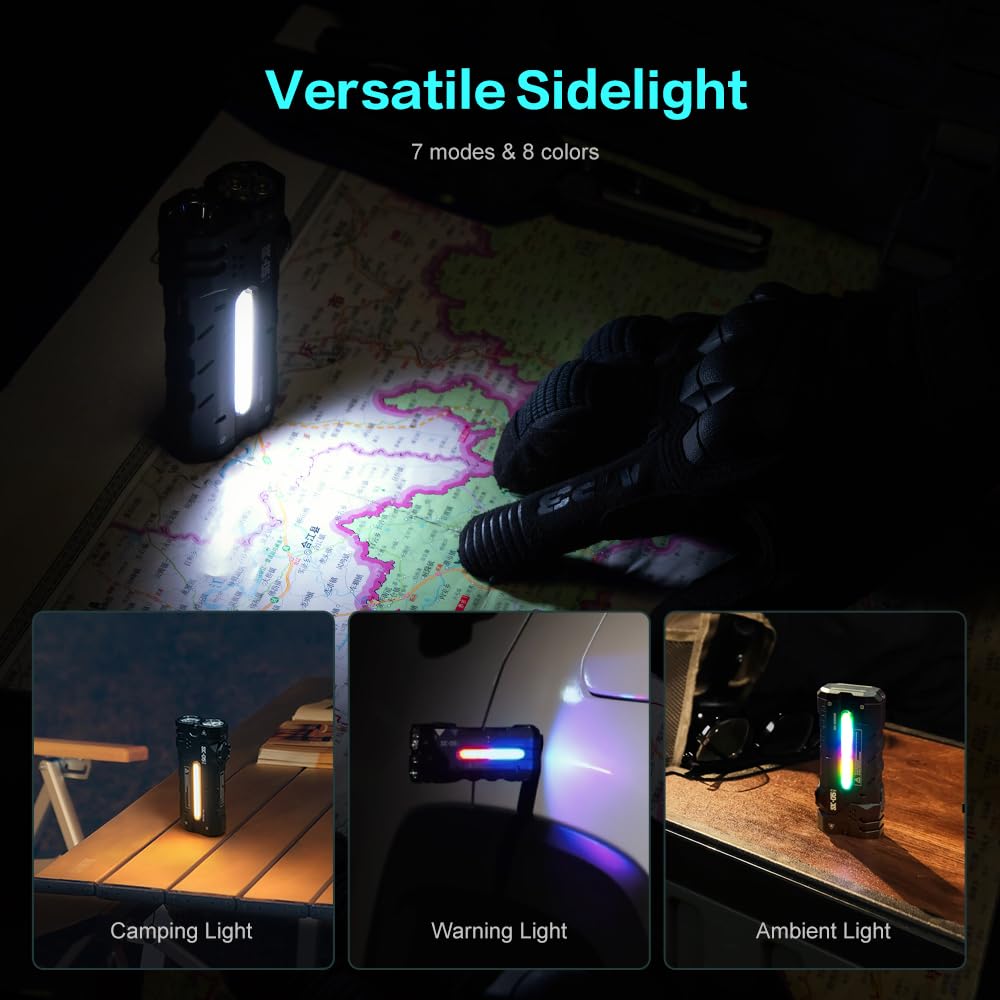 LOOP GEAR SK05 Rechargeable Flashlight, 6000mAh Power Bank, IP68 Waterproof, Magnetic Camping Light, 6500K, Black