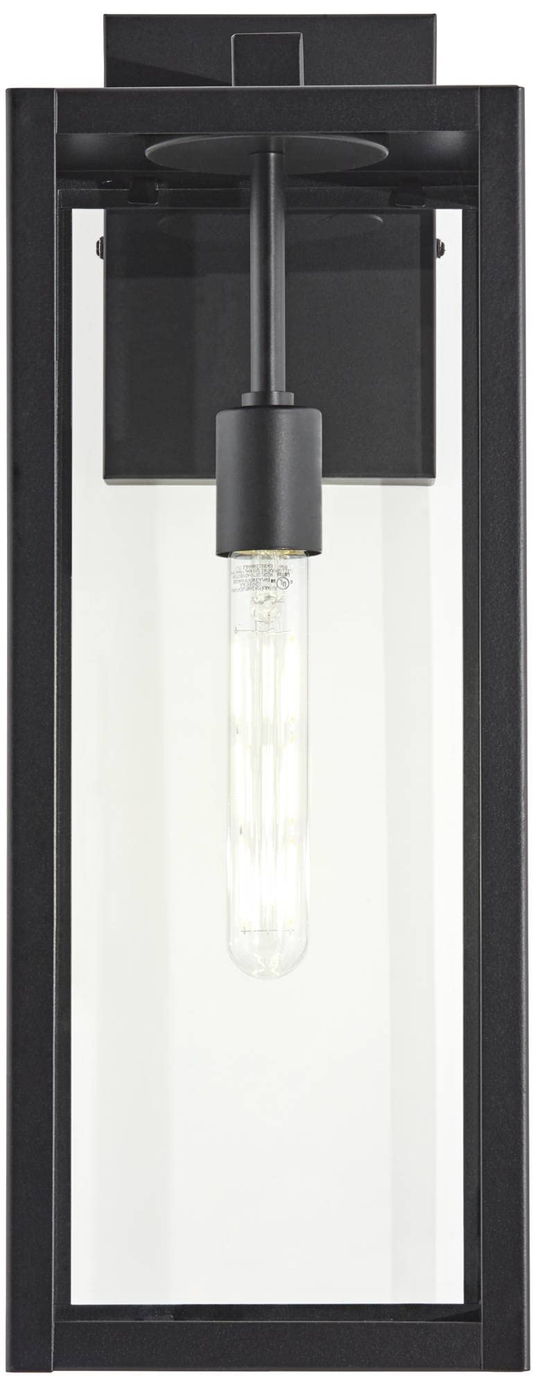 John Timberland Titan Outdoor Wall Light Fixture, 20in Clear Glass, Black Metal, Damp Rated for Porch, Patio, Garden, Garage