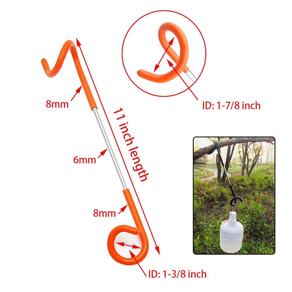 Quality Life Camping Lantern Hook Hanger Tent Light Outdoor Lamp Hanger Non-Slip For Camping Hiking Orange - 2Pcs