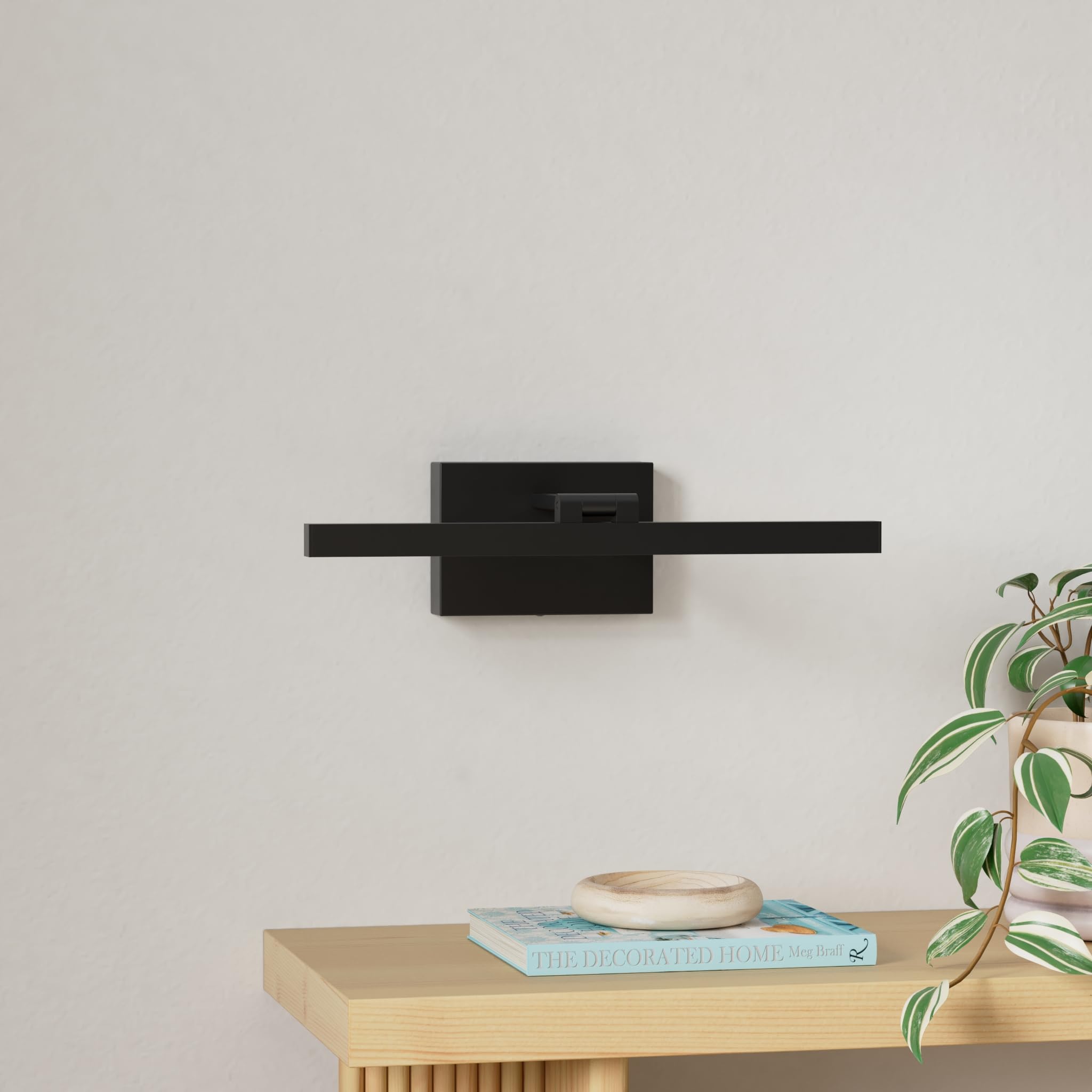 Joosenhouse 15.74" Dimmable LED Picture Light, Black Acrylic Wall Sconce, Model 7520-D, 3000K Warm White, Rotatable Art Lighting
