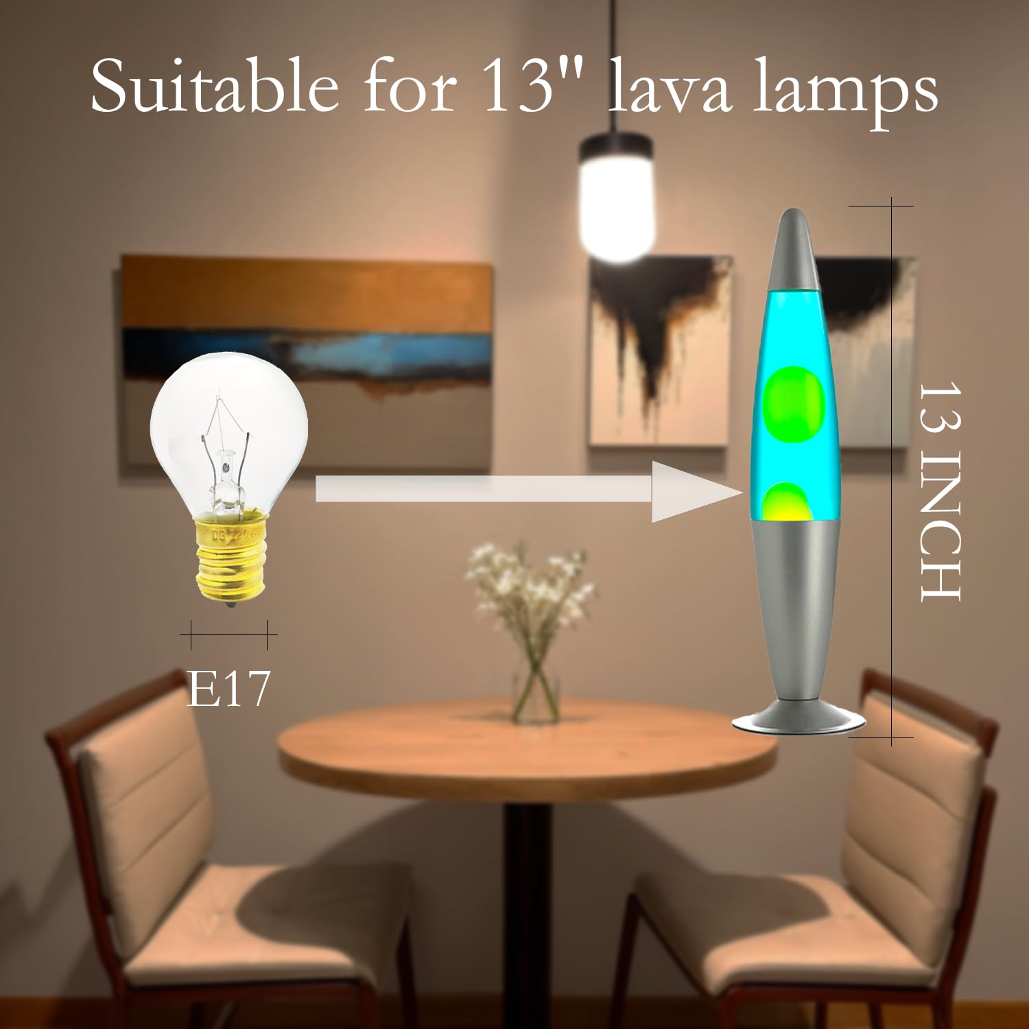 Generic 25W Lava Lamp Bulb Replacement S11 E17 for 13-Inch Lava Lamps - Clear, 2-Pack, 120V E17 Base Bulbs