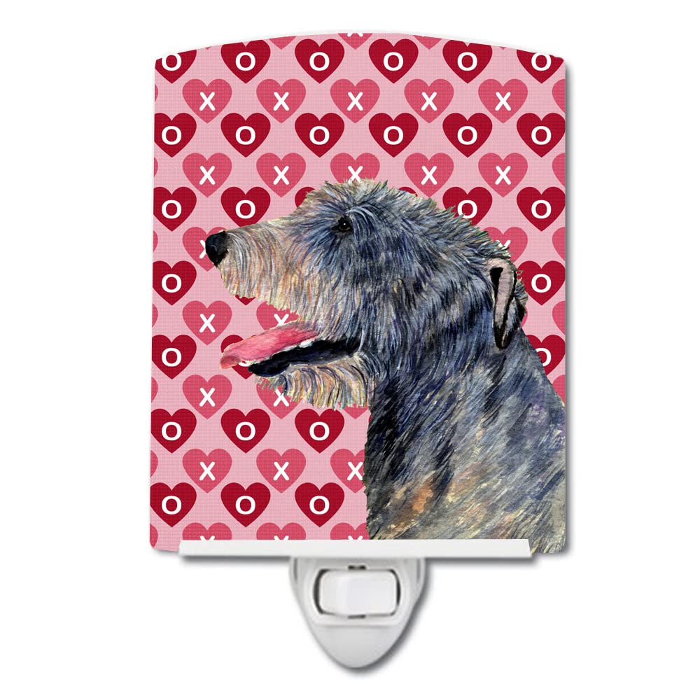 Carolines Treasures Ceramic Night Light, Irish Wolfhound Hearts, 6x4x3in, Model SS4506CNL, Ideal for Bedroom, Bathroom, Nursery, Kitchen
