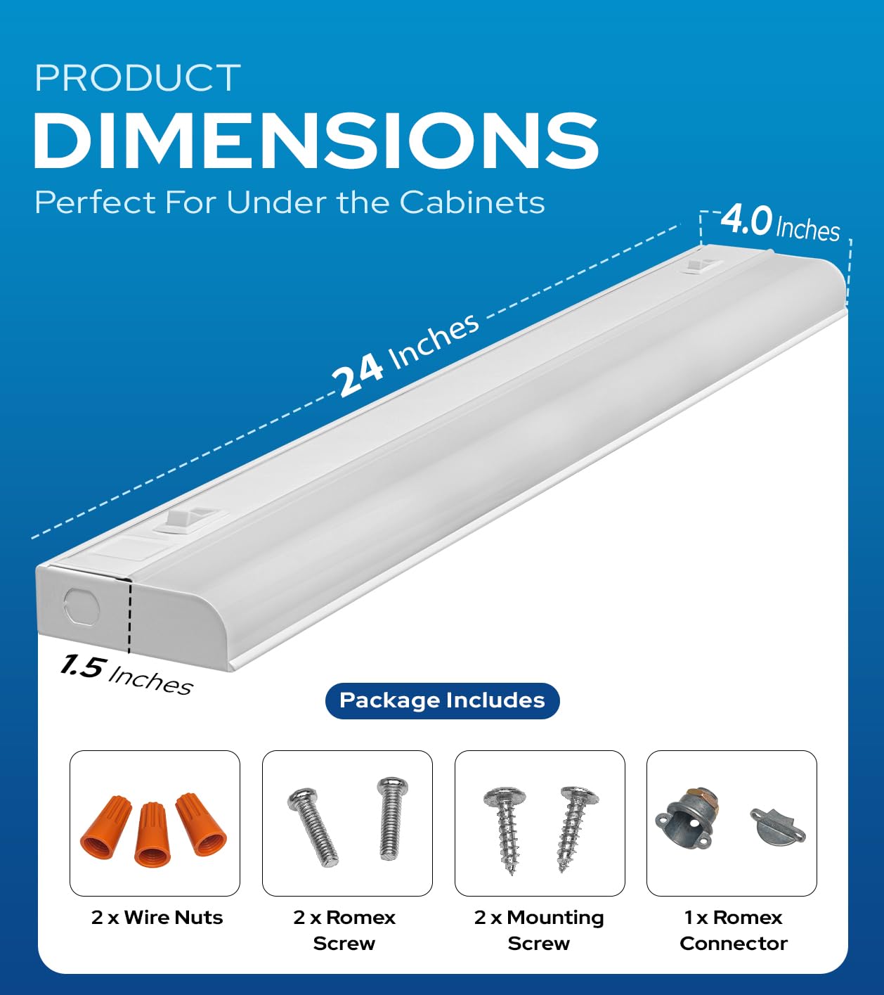 harrrrd 24 Inch Hardwired Under Cabinet Lights, Dimmable, 3000K/4000K, Metal, Model L/UCD/23/009/934/XXX/001