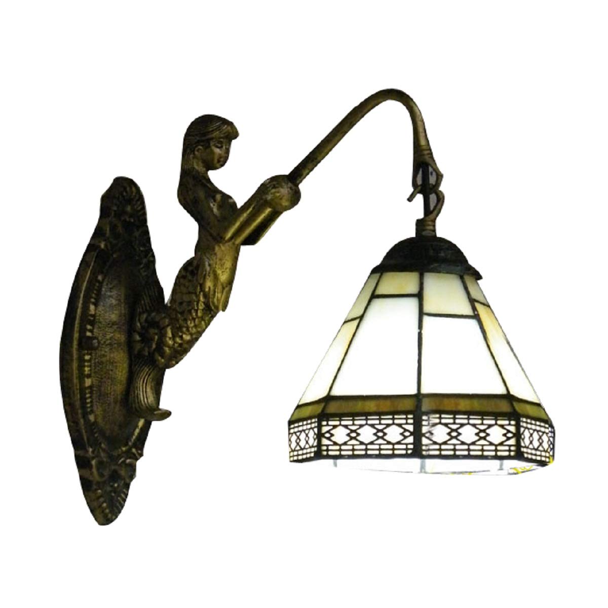 XINDAR Wall Sconce Lamp, 9 Inches Glass Mirror Front Light Fixture Bedroom Beside Wall Light with Mermaid Lamp Arm (Green)