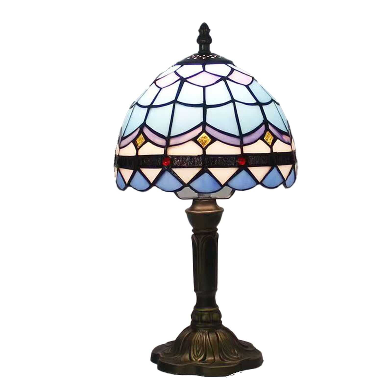 Ceeya Tiffany Table Lamp Blue Stained Glass Lamp for Bedroom Living Room Offic Study Room 7.08x 4.72x 14.56Inches