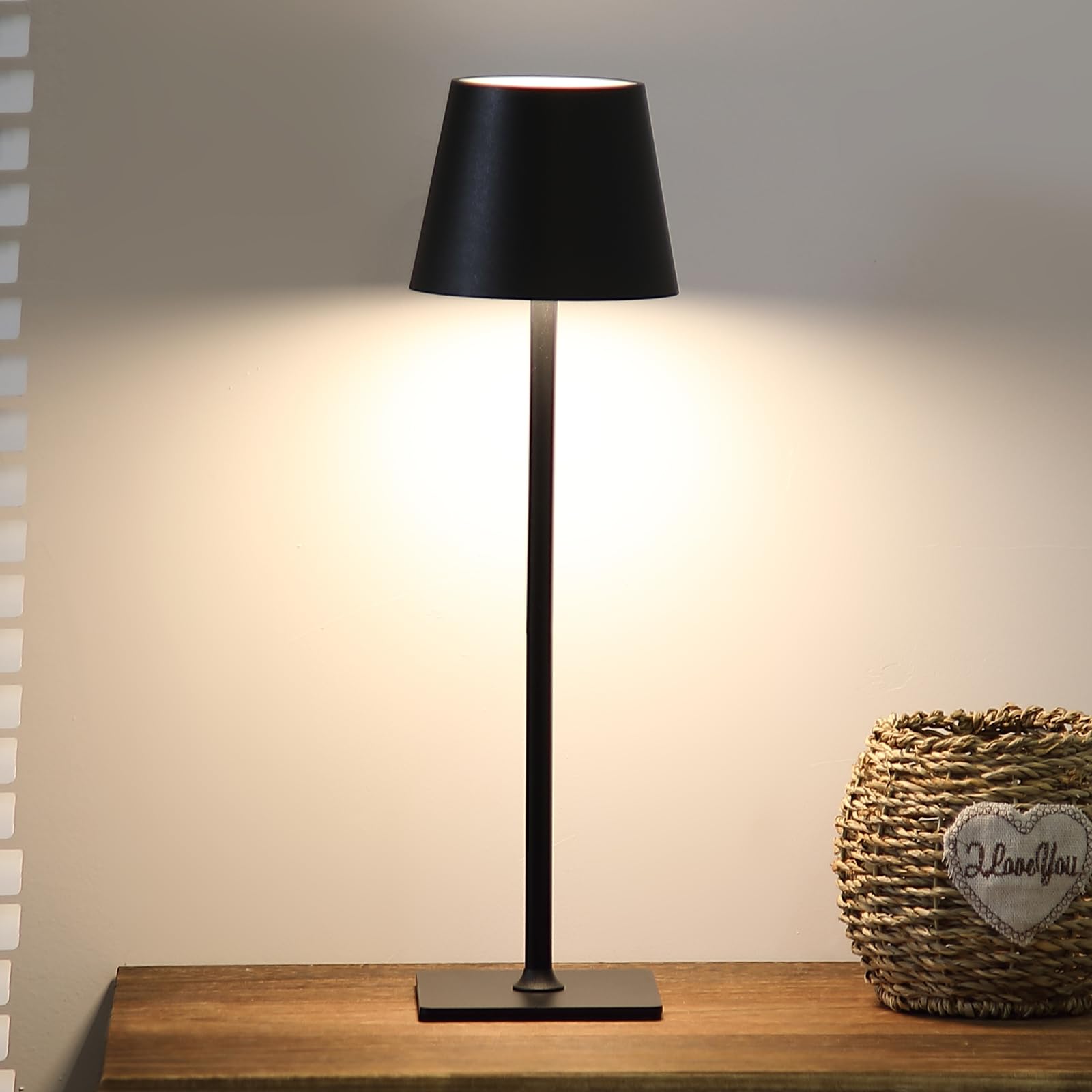 Aihying Black Cordless Table Lamp,Portable Led Desk Lamp, 5000Mah Battery Operated, 3 Color Stepless Dimming Up,Night Light For 