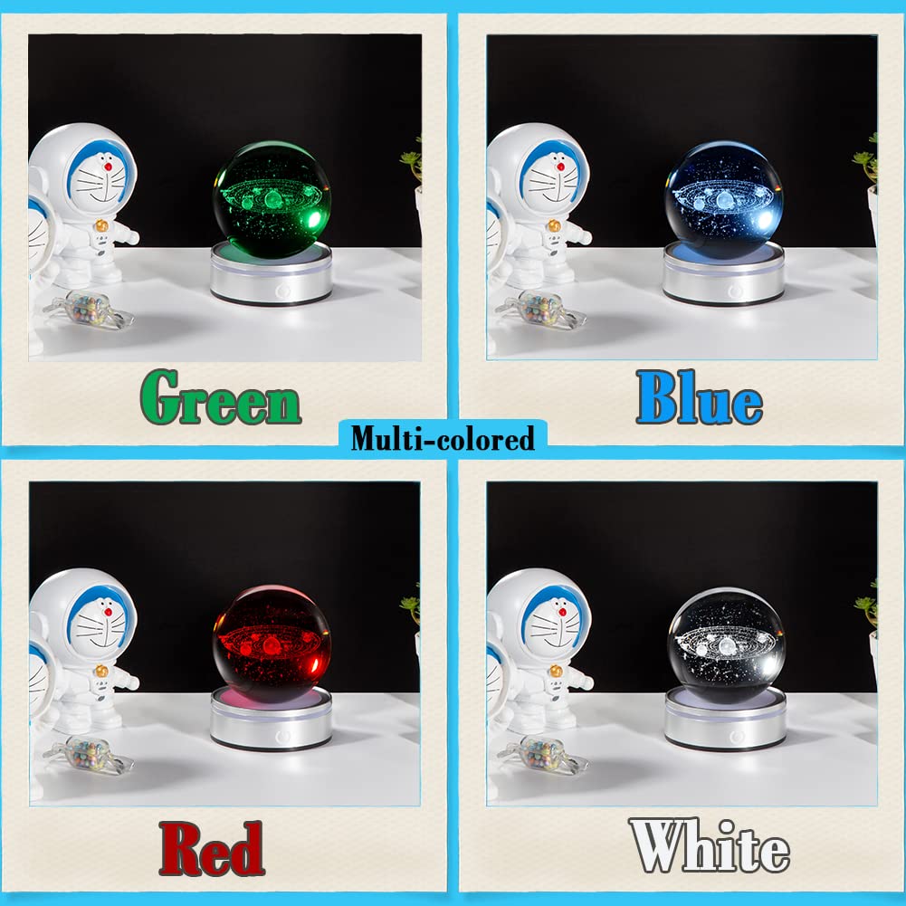 IFOLAINA 3D Solar System Crystal Ball Model - Multicolor Universe Globe Night Light for Kids & Adults - Clear